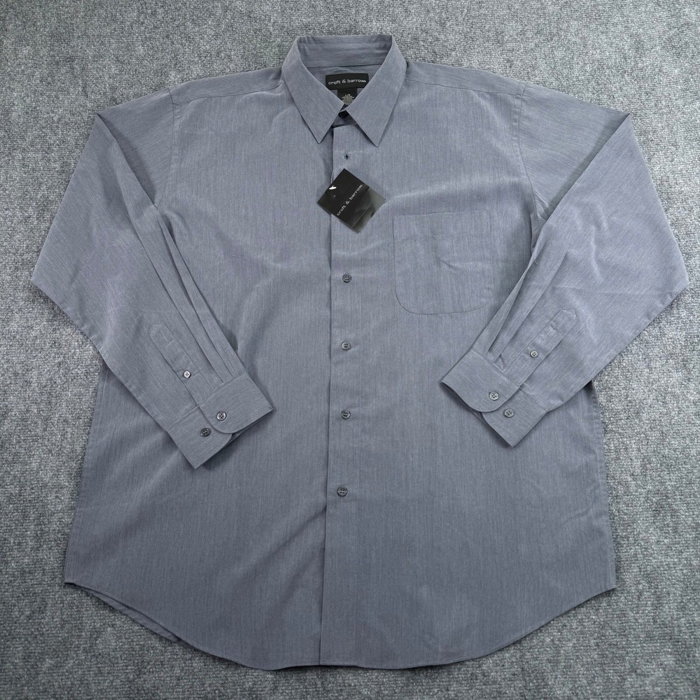 Croft & Barrow Shirt Mens‎ Large Gray Long Sleeve Button Up Work Office